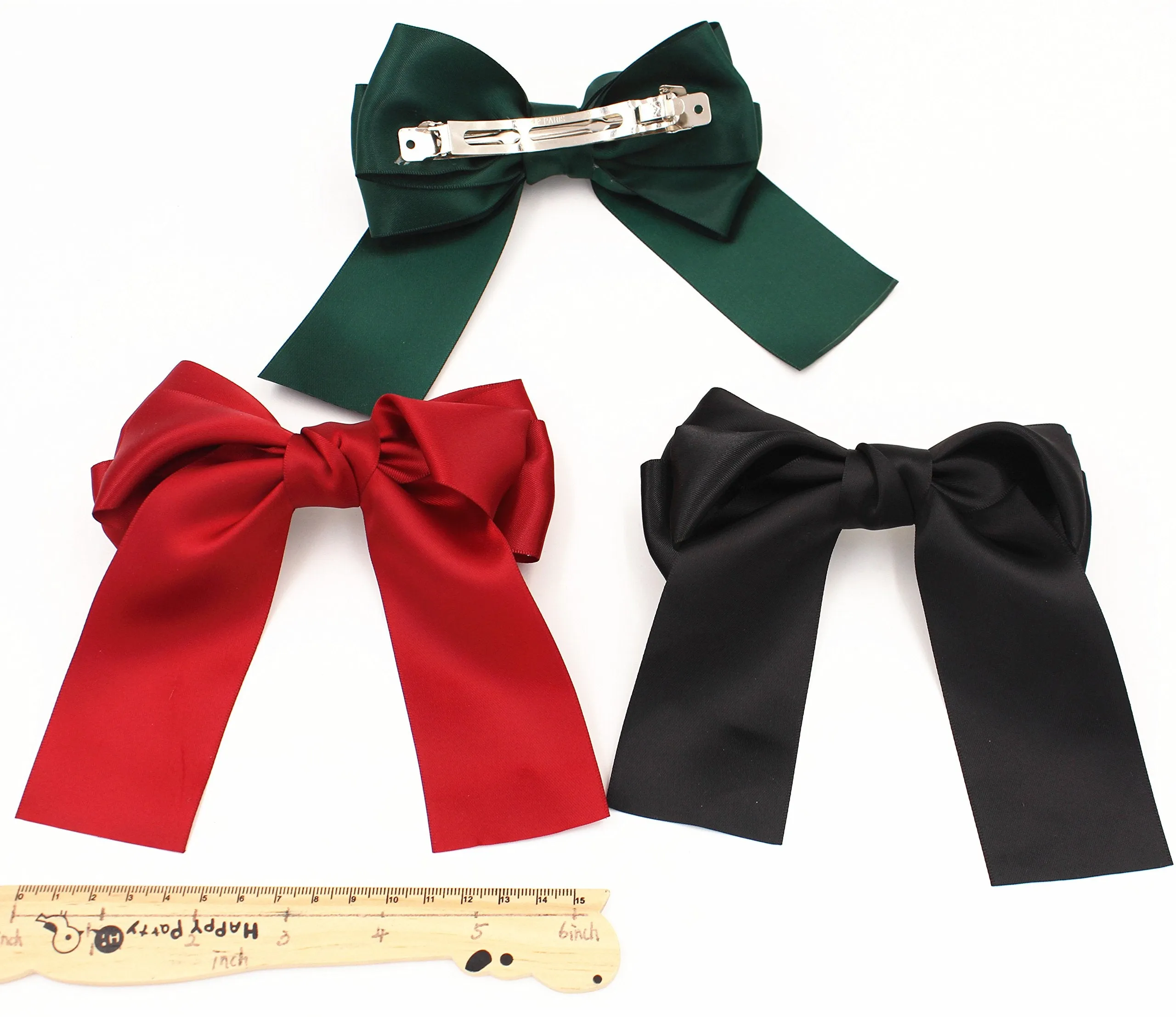 6 Pcs Large Big Huge Soft Silky Hair Bow Clip Lolita Party Oversize Handmade Girl French Barrette Style Hair Clips