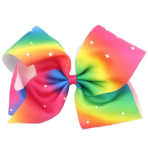 Boutique Large Big Grosgrain Ribbon Glitter Rhinestones Rainbow Bow Alligator Hair Clips for Girls,Teens