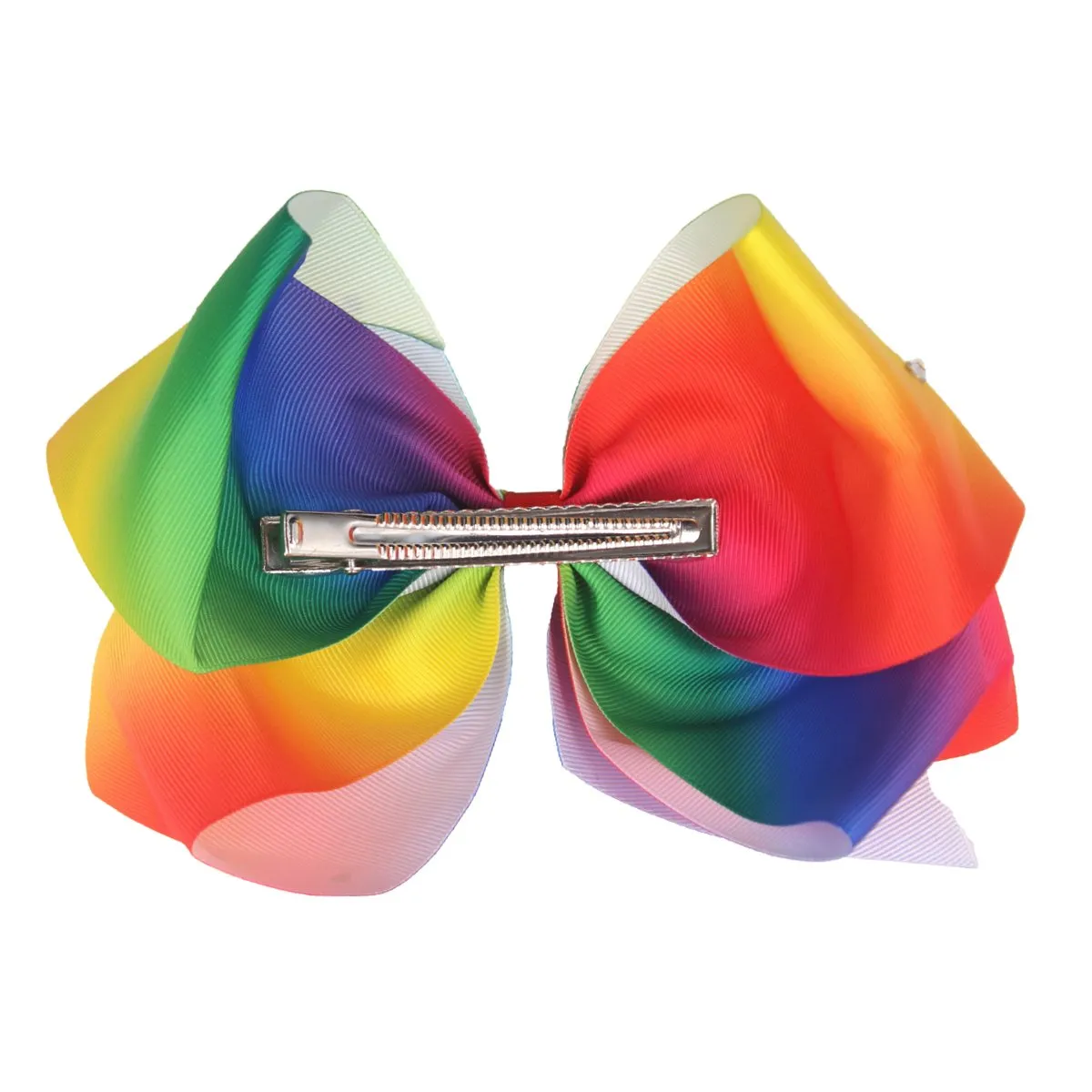 Boutique Large Big Grosgrain Ribbon Glitter Rhinestones Rainbow Bow Alligator Hair Clips for Girls,Teens