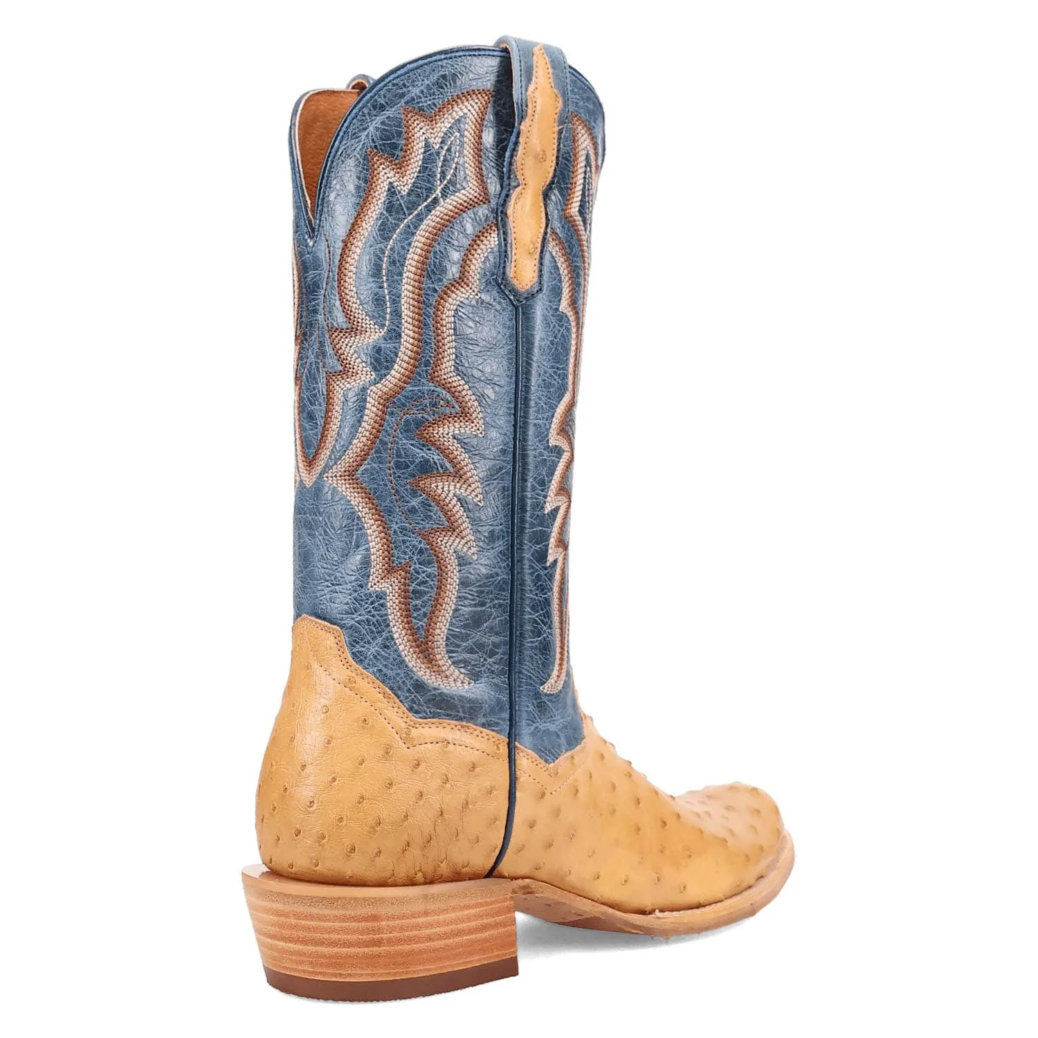 Dan Post Mens Brady Tan/Blue Full Quill Ostrich Cowboy Boots