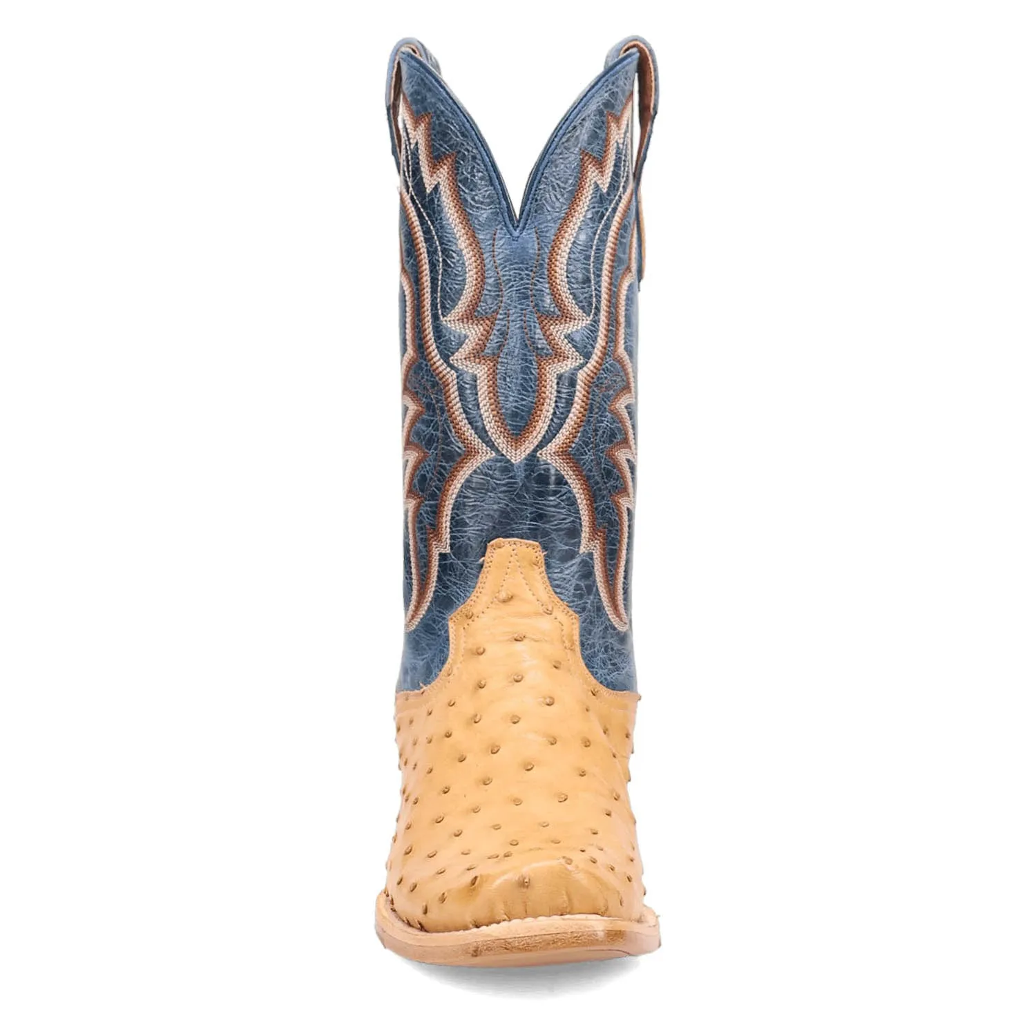 Dan Post Mens Brady Tan/Blue Full Quill Ostrich Cowboy Boots