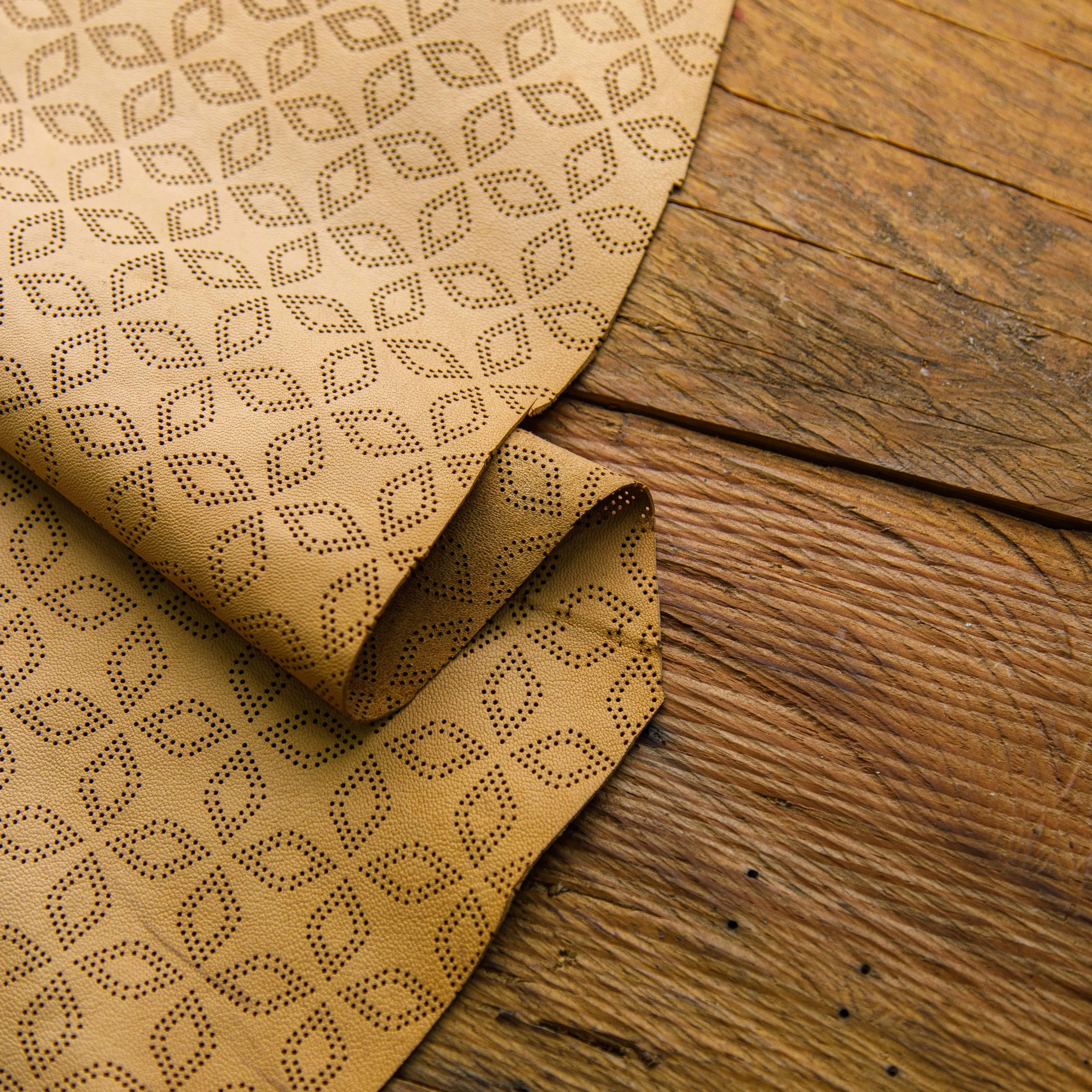 Light Brown Flower Pattern Laser Cut Leather