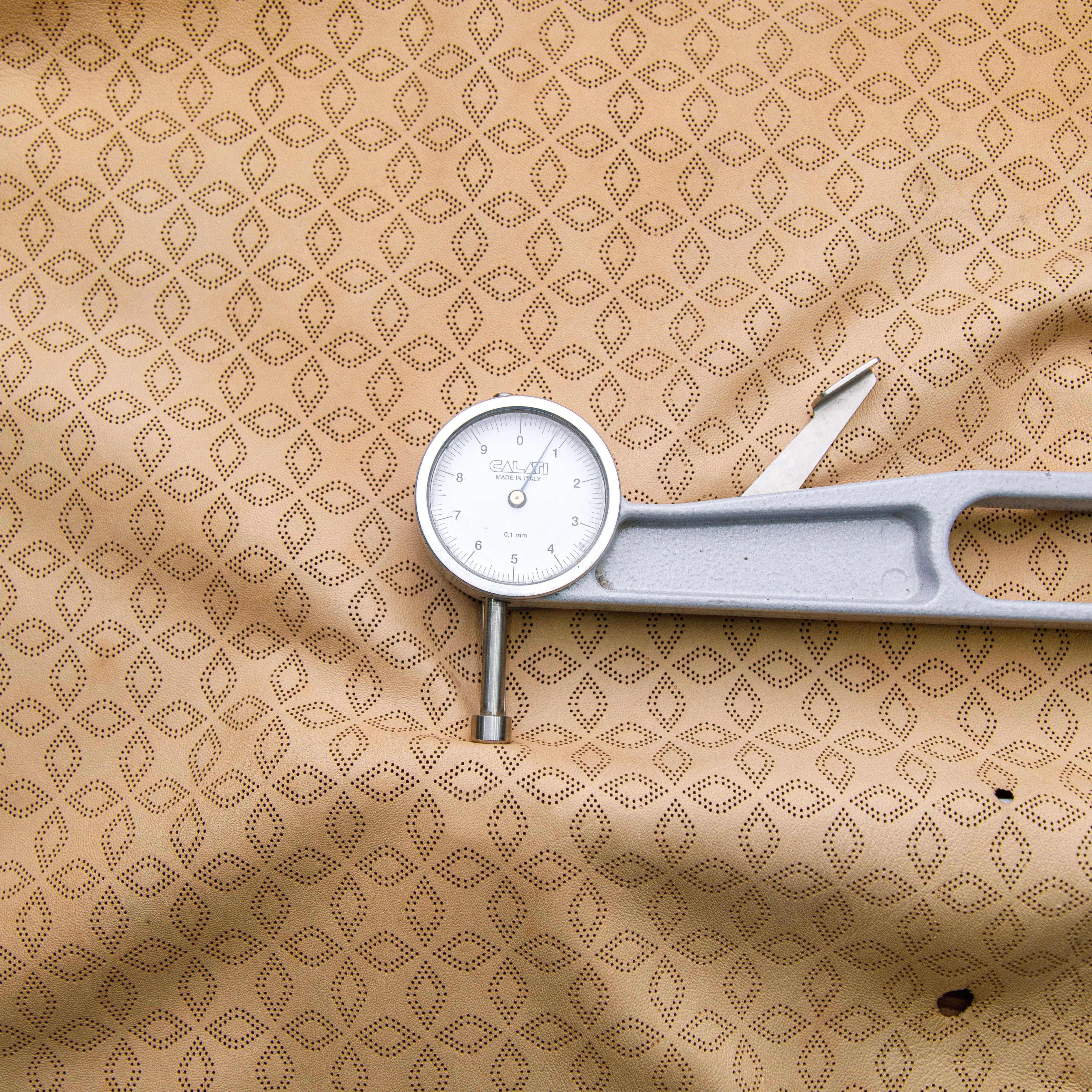 Light Brown Flower Pattern Laser Cut Leather