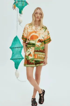 Locadie Short Sleeve Sunset Print Shorts Set
