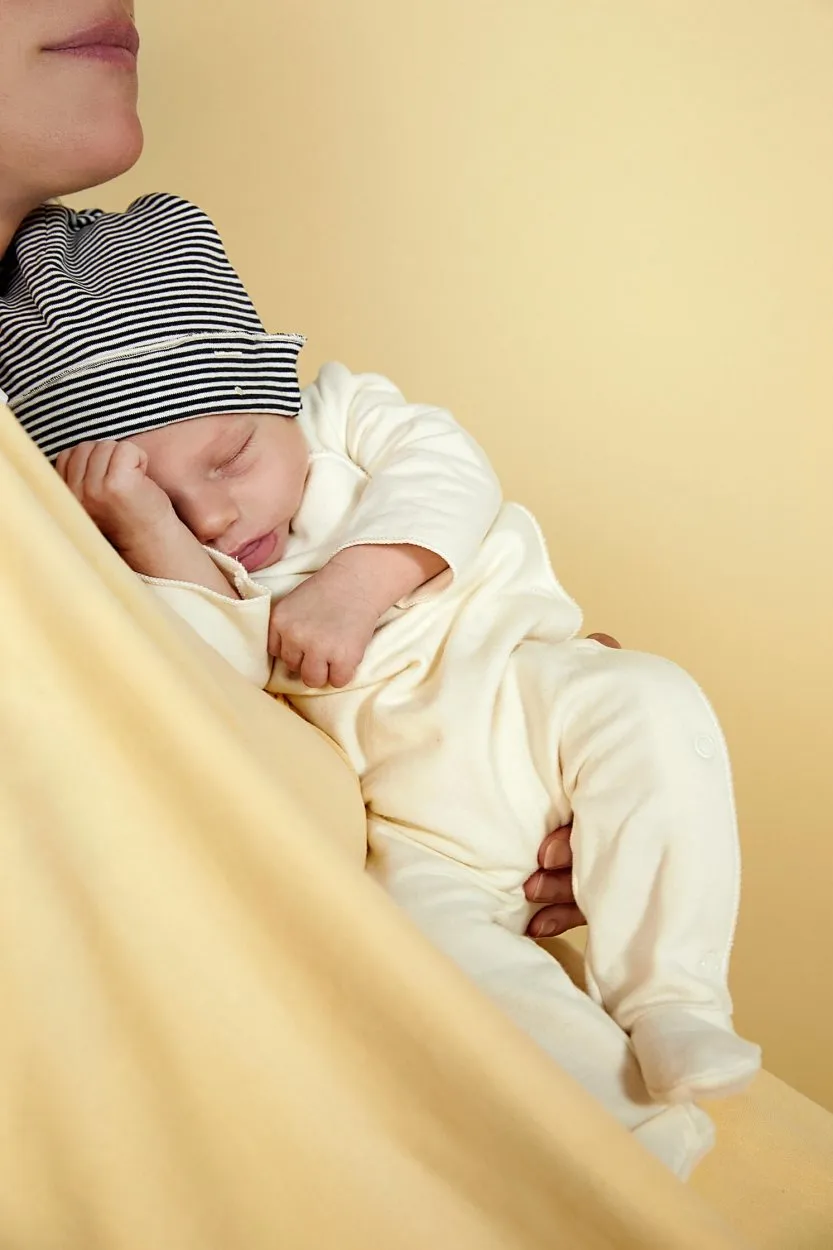 Newborn Suit with Snaps, Cream