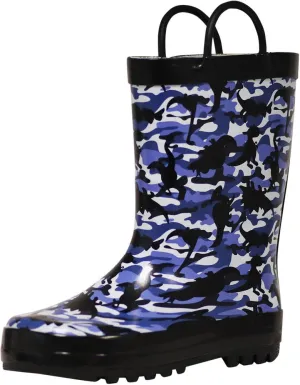 Norty Boys 11-3 Blue Dino Rubber Rain Boot 16246