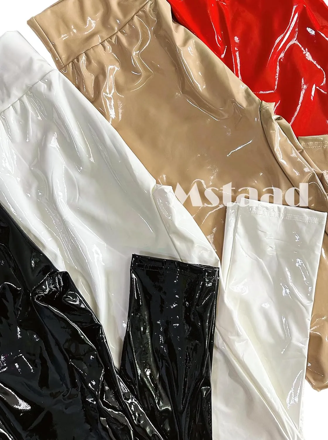 Patent Faux Leather Leggings for Women High Waisted Butt Lifting Lacquer Pleather Latex Shiny Pants Concert Outfits