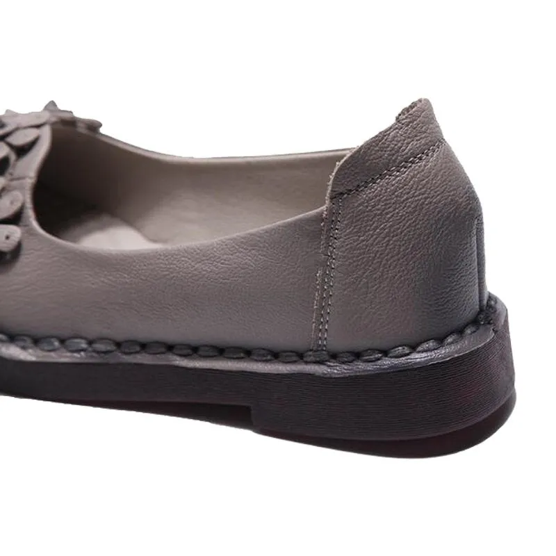 Premium Tanned Cow Leather Floral Bouquet Slip-On Loafers