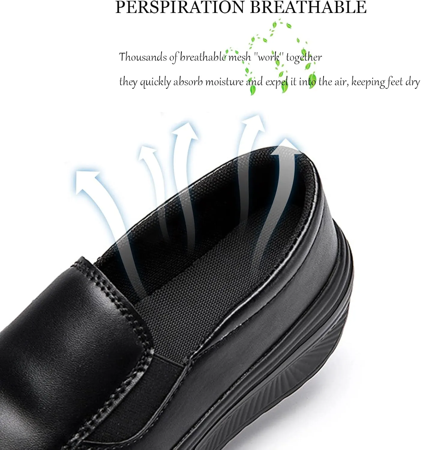 SOLPNOW Women's Platform Wedge Casual Moccasins,Arch Support Slip On Healthcare Work Leather Nurse Shoes
