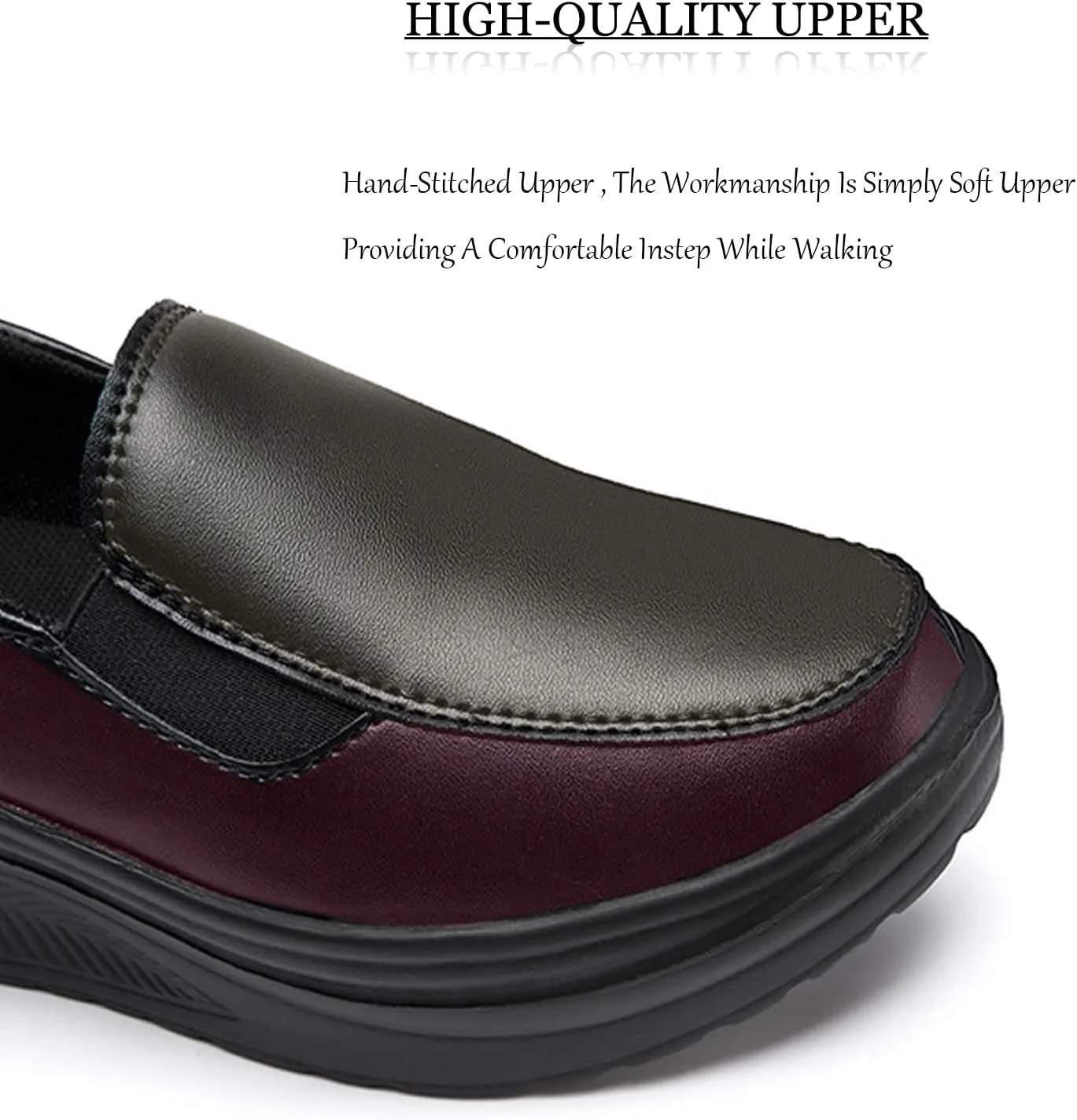 SOLPNOW Women's Platform Wedge Casual Moccasins,Arch Support Slip On Healthcare Work Leather Nurse Shoes